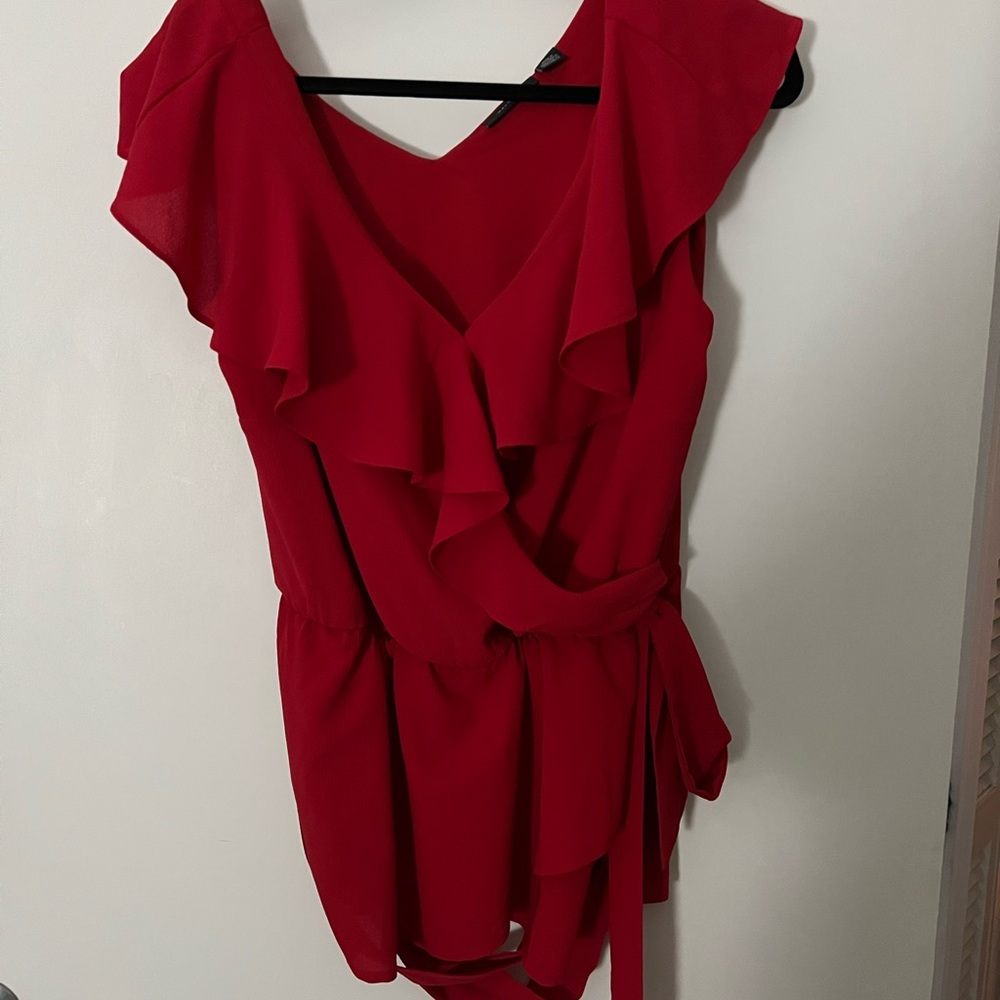 Halogen Red Wrap Top